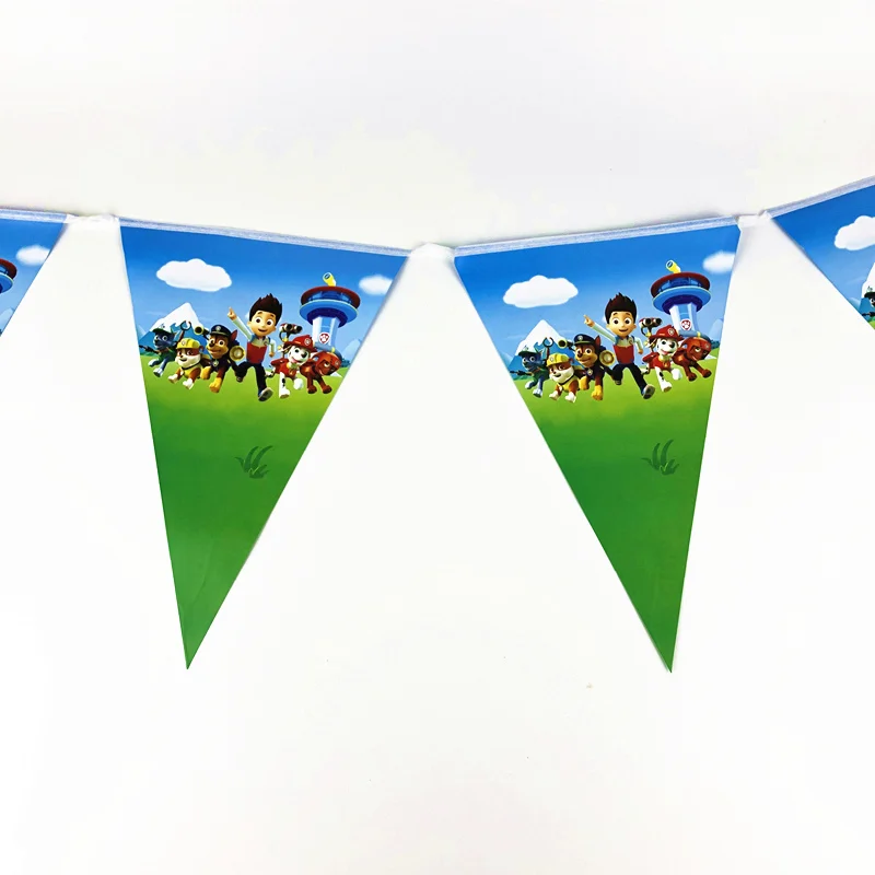 flags-10pcs «Щенячий патруль» тематическая Одежда для мальчиков, подарочный набор для дня рождения, вечерние украшения, милые чашки, тарелки, одноразовые столовые приборы для малышей - Цвет: flags-10pcs