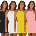 Женское облегающее платье на бретелях, однотонное черное платье без рукавов с открытой спиной Вечерние Лето 2020