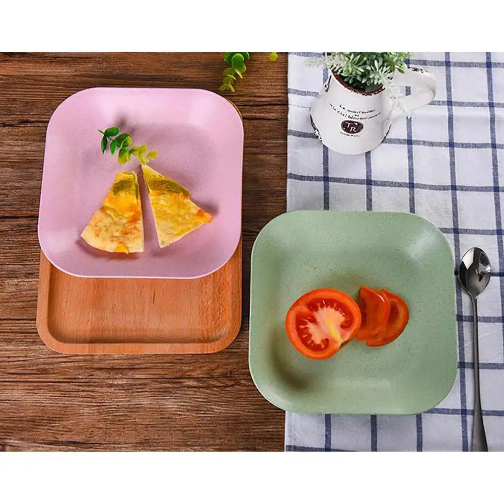 HobbyLane в скандинавском стиле квадратной формы тарелка из пшеничной соломы посуда