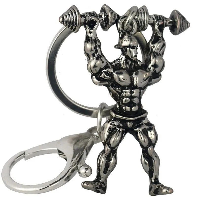 

Strong Man Dumbbell Keychain Men Fitness Bodybuilding Key Chains For Car Wallet Keys Ring Sports Men Hip Hop Jewelry Gym Gifts
