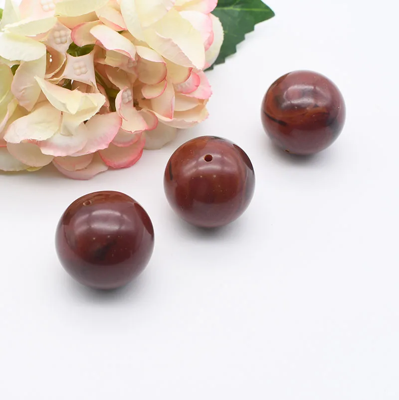 

5pcs/lot 34MM Smooth High Quality Round Dark Coffee Agate stone beads