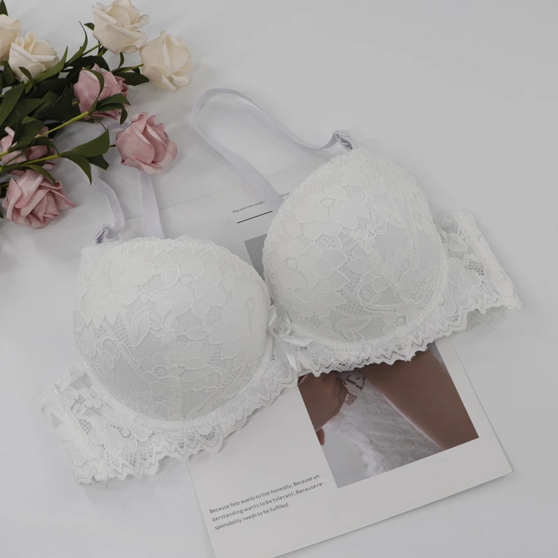 White Beauwear ультра тонкий цветочный кружевной бюстгальтер-трансформер дышащий бюстгальтер с косточками пуш-ап размера плюс 34A-38B 36C-40D нижнее белье BH - Цвет: White