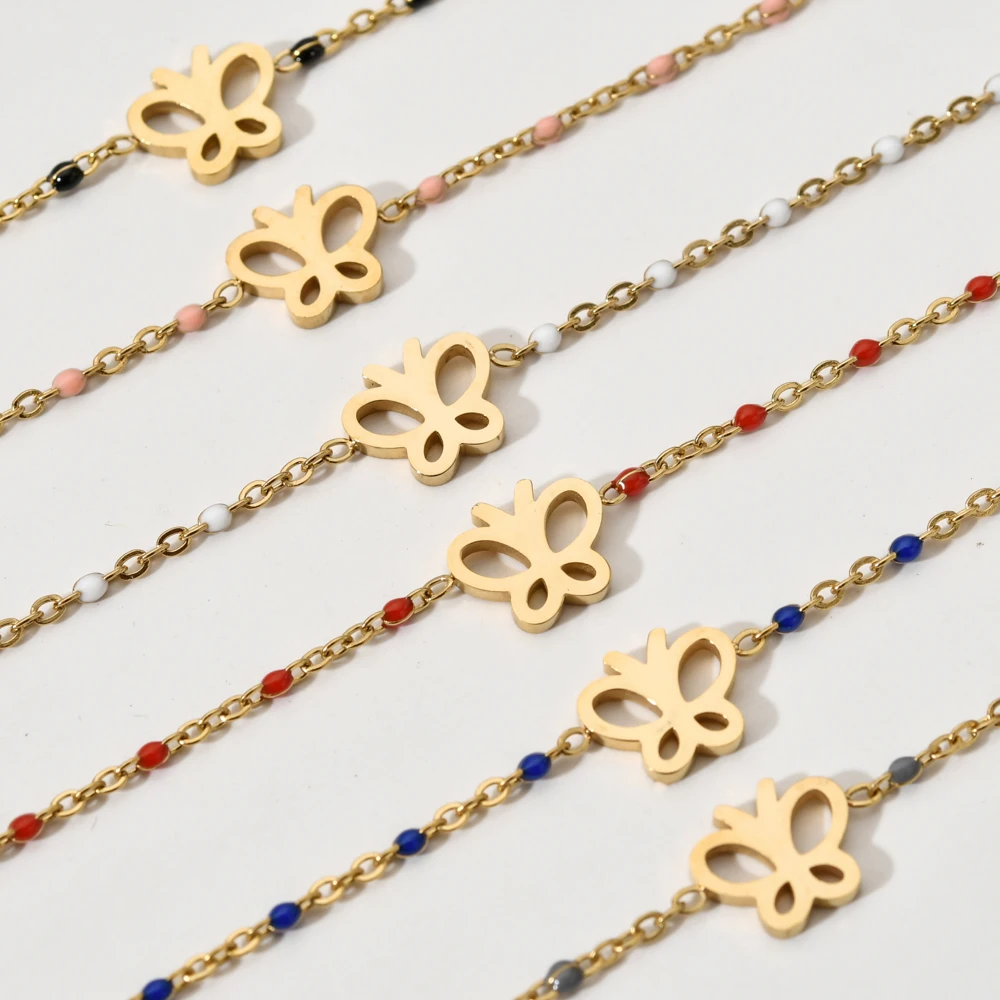 Женский браслет из нержавеющей стали ZMZY простой на запястье с милыми бабочками