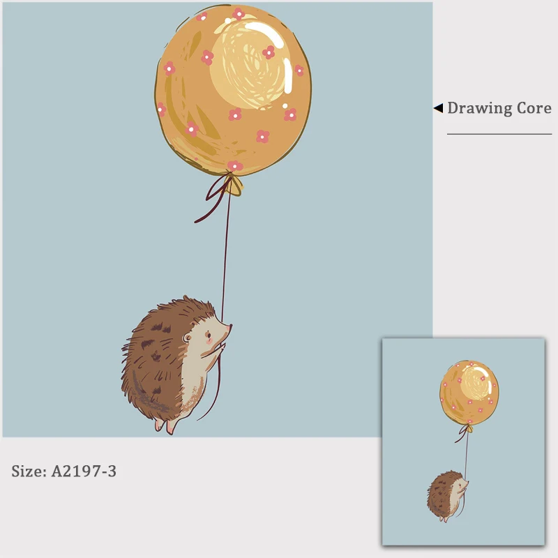 Принты в виде летающих животных с воздушными шарами живопись на холсте