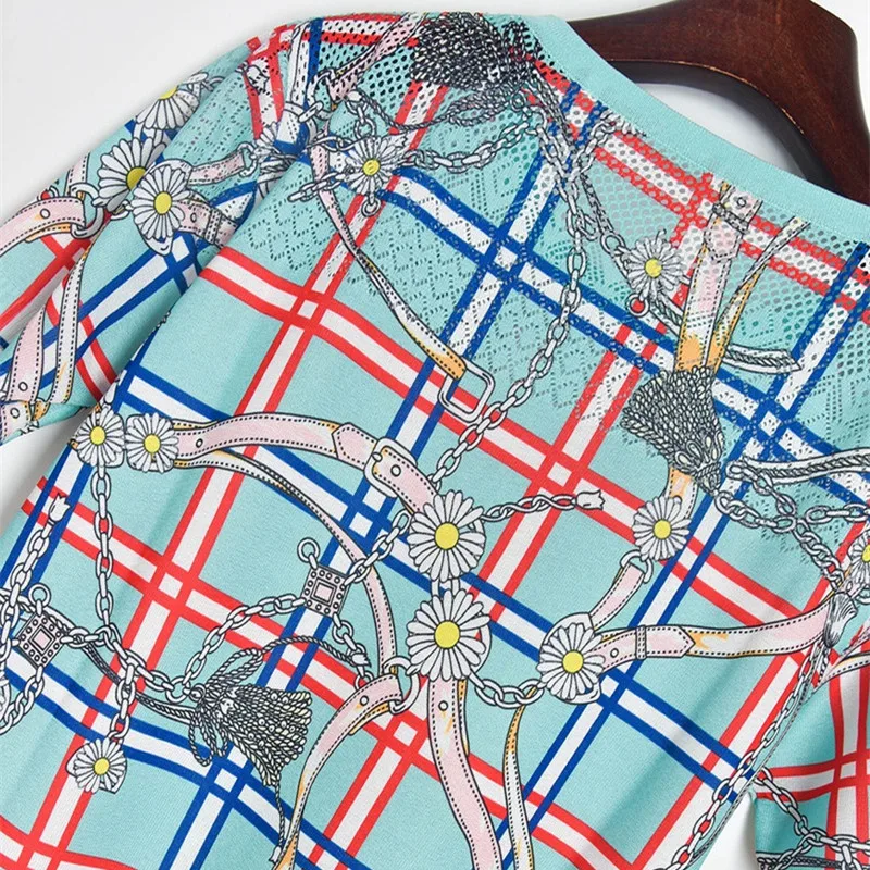 

Luxury Brand Designer Knitted Pullovers for Women O Neck Plaid Daisy Chain Print Knitted Sweater