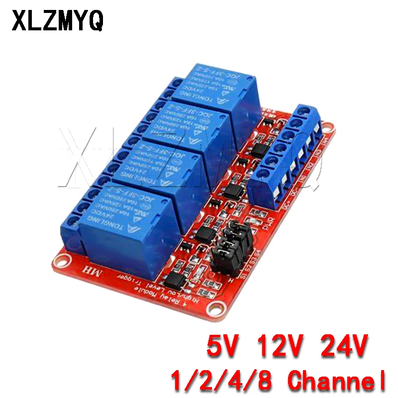 Плата релейного модуля DC 5 В 12 24 1 2 4 6 8 каналов щит с оптроном/триггером высокого и