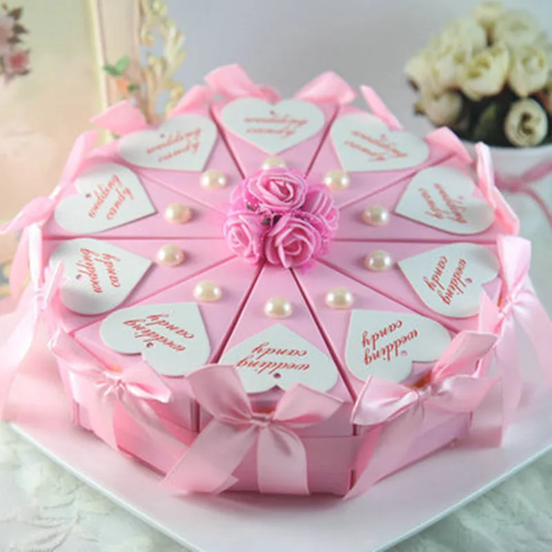 

50pcs Wedding Candy Boxes Cake butterfly gift box Packaging Sugar Chocolate Bag Cone Birthday Party Giveaways Engagement