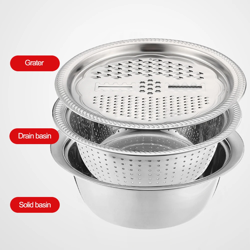 

Kitchen Tool Stainless Steel Drain Pot Strainer Basket Vegetable Slicer Food Chopper Vegetable Cutter Grater Kitchen Accessories