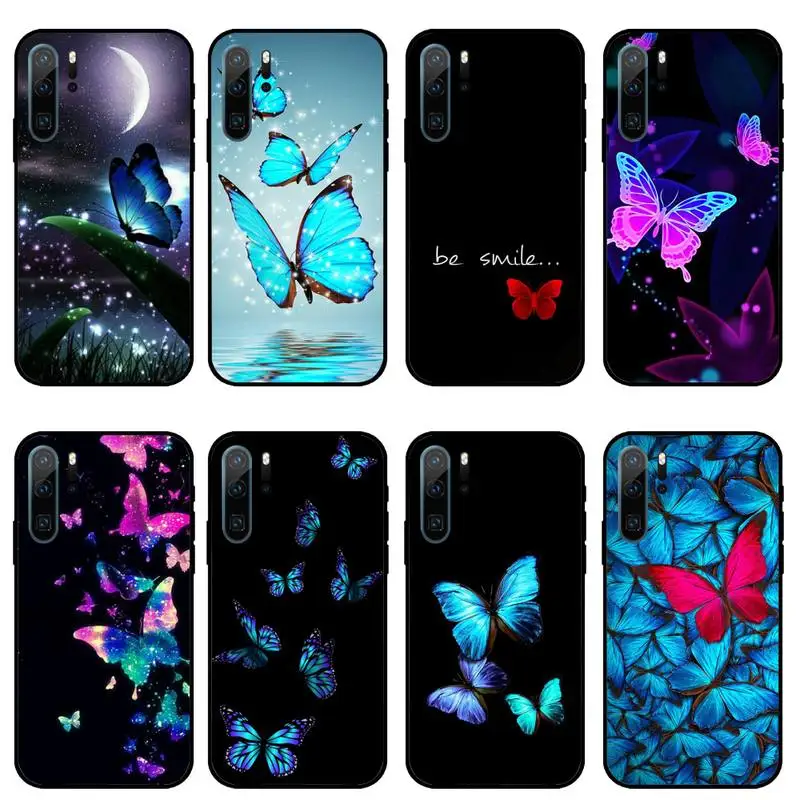 

Blue butterfly cute animal Phone Case For Huawei honor Mate 10 20 30 40 i 9 8 pro x Lite P smart 2019 nova 5t