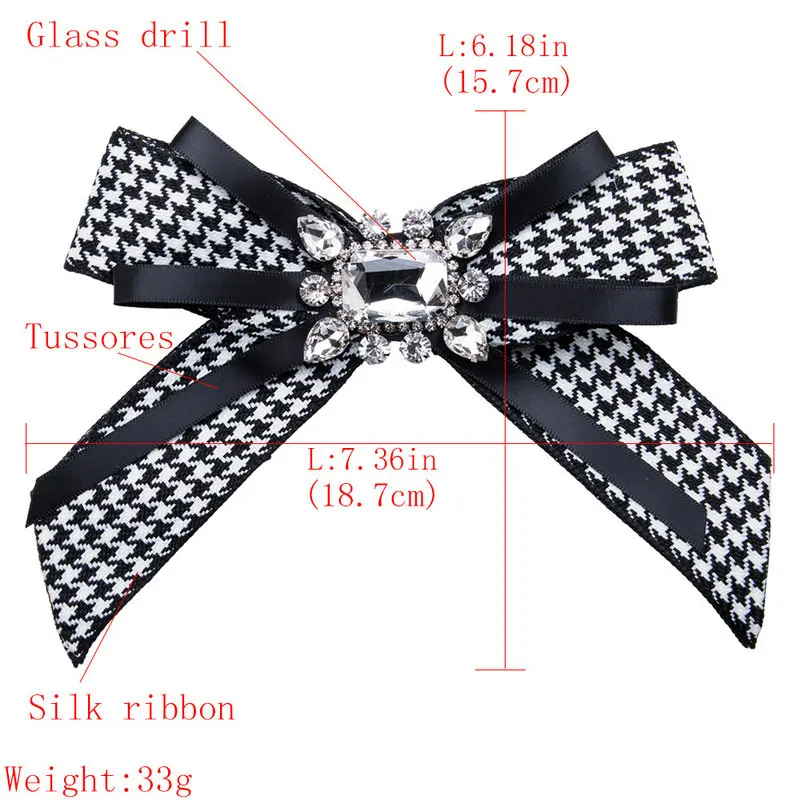 Винтажная ткань Хаундстут лук нагрудный знак брошь галстук лента броши