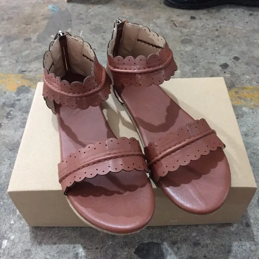 Женские туфли с открытым носком тапочки на молнии женская обувь плоская подошва