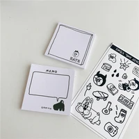 korean ins simple style memo pad black white cartoon funny box dialog notepad kawaii stationery office message paper 50 sheets