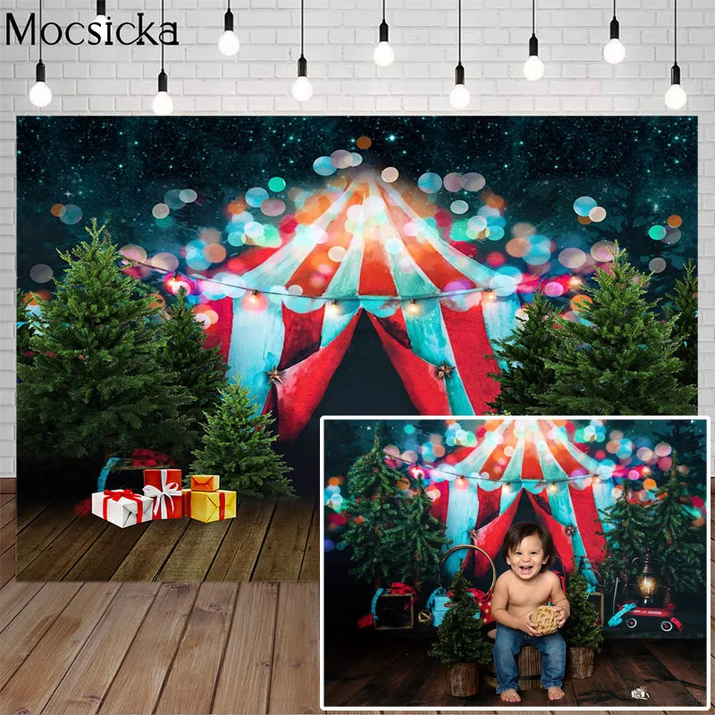 

Mocsicka цирковая фотография Фон цирковая палатка сосновый фон боке подарок для детей портрет Декор реквизит фотостудия новорожденный