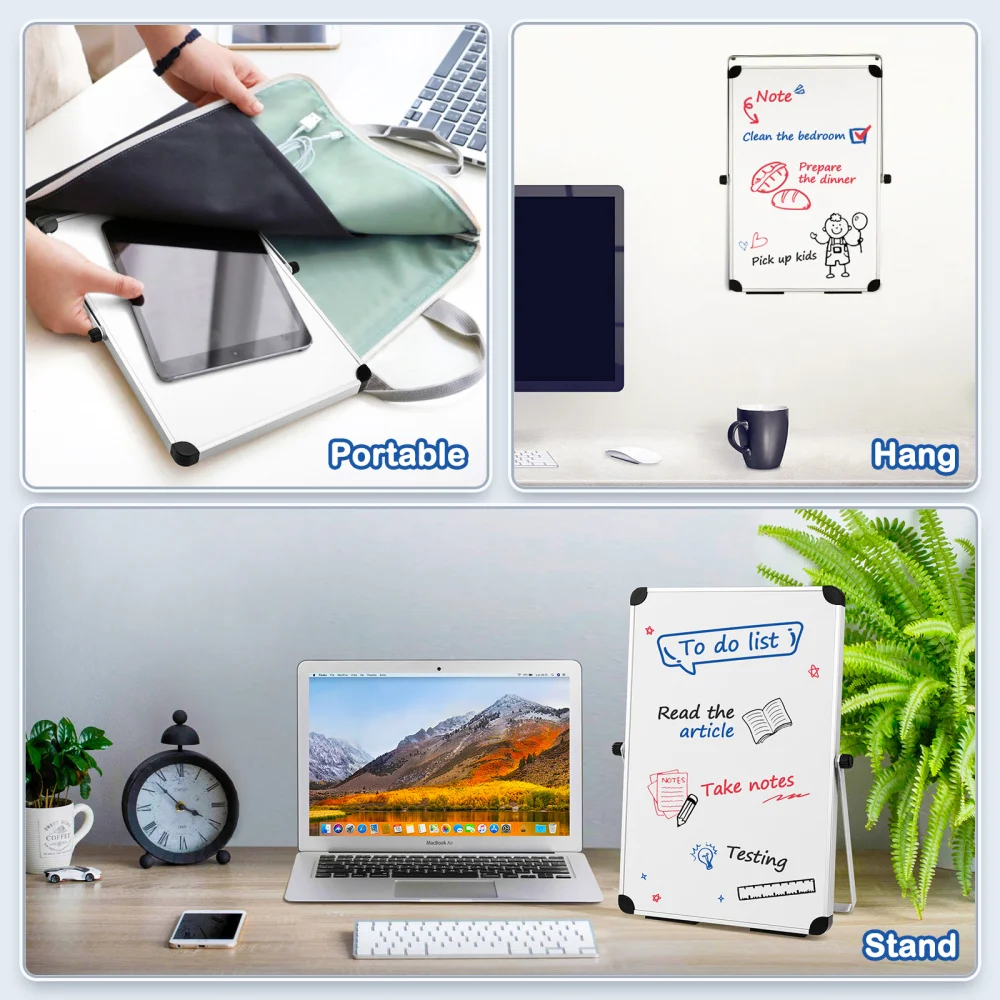 

Homemaxs 12 x 8 in Dry Erase Board Double Sided Desktop Standing White Board Tabletop Message Board Reminder for School Home Off