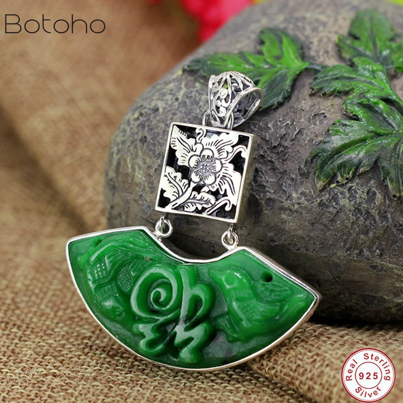 Изысканное зеленое Нефритовое ожерелье для женщин 100% Стерлинговое Серебро 925