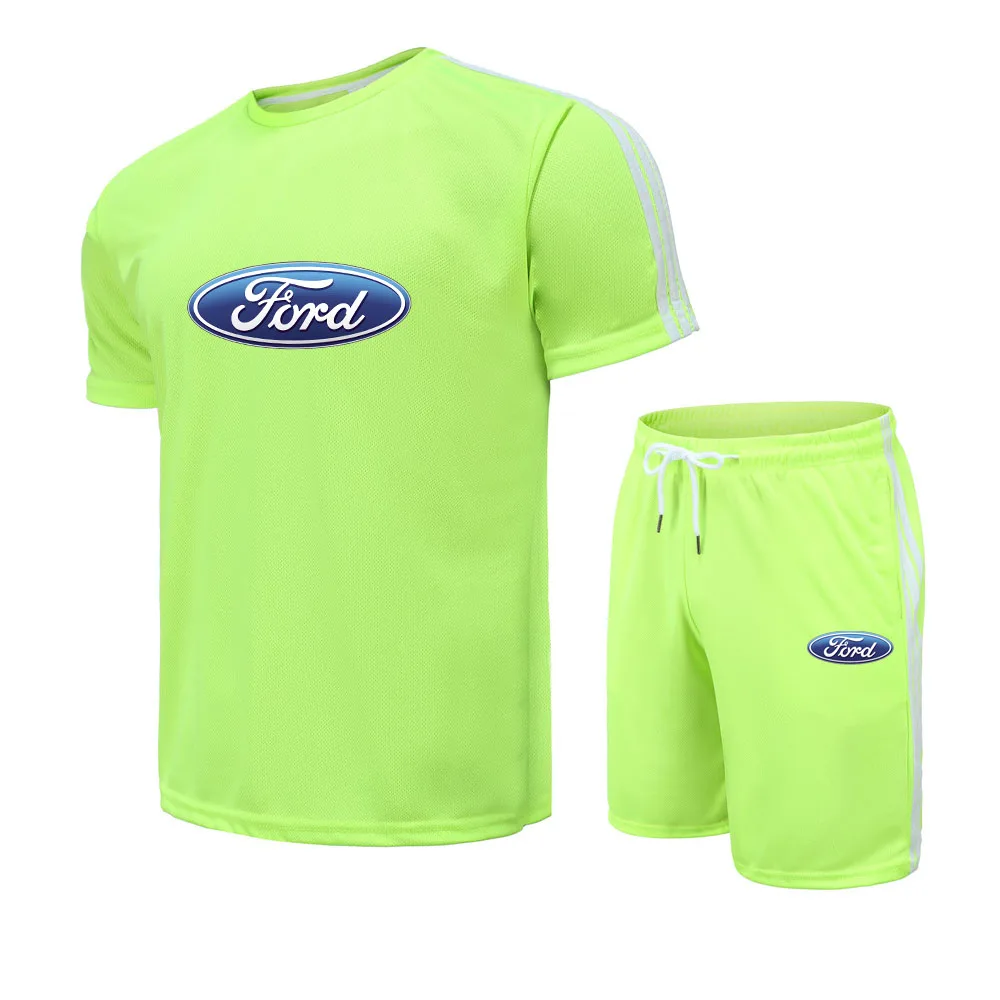 

Men's Summer Ford Printed LOGO Round Neck Short Sleeve + Sports Shorts Casual Breathable Comfortable Suit Male M17