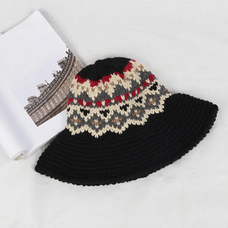

Hand-knitted wool fisherman's cap and woman's Street cap in autumn and winter