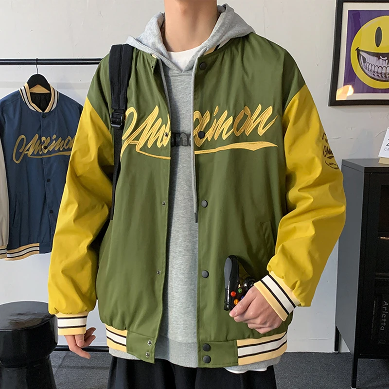 

Куртка Varsity в стиле ретро, Мужская Уличная одежда в стиле Харадзюку, хип-хоп, трендовая куртка, бейсбольная форма, модная куртка оверсайз, Муж...