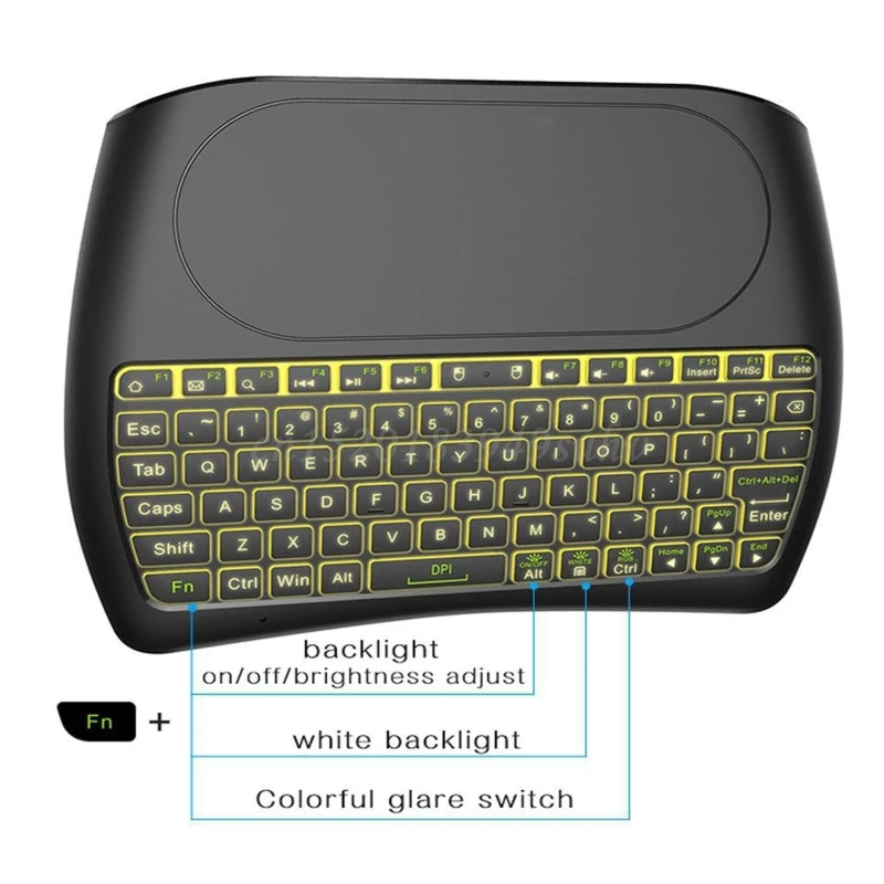 

D8 Pro Bluetooth 2.4G Wireless Handheld Keyboard 7 Color Backlight Dual Mode English Russian Portable Fingerboard