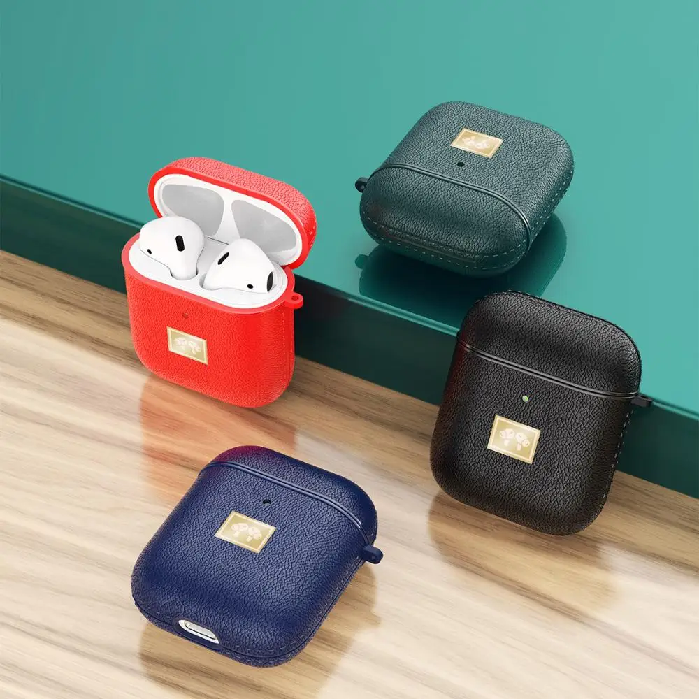 

Стиль, экокожа (полиуретан), кожа чехол для Apple AirPods 1 2 Bluetooth гарнитура Портативный ударопрочные аксессуары зарядным устройством
