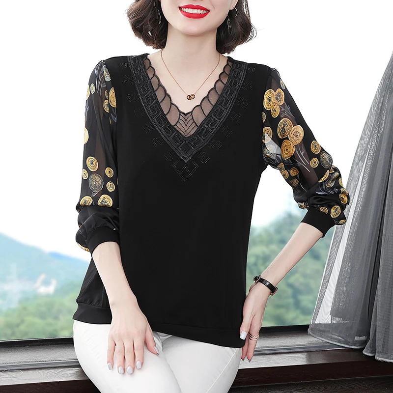 

Женская блузка с длинным рукавом и принтом, в Корейском стиле