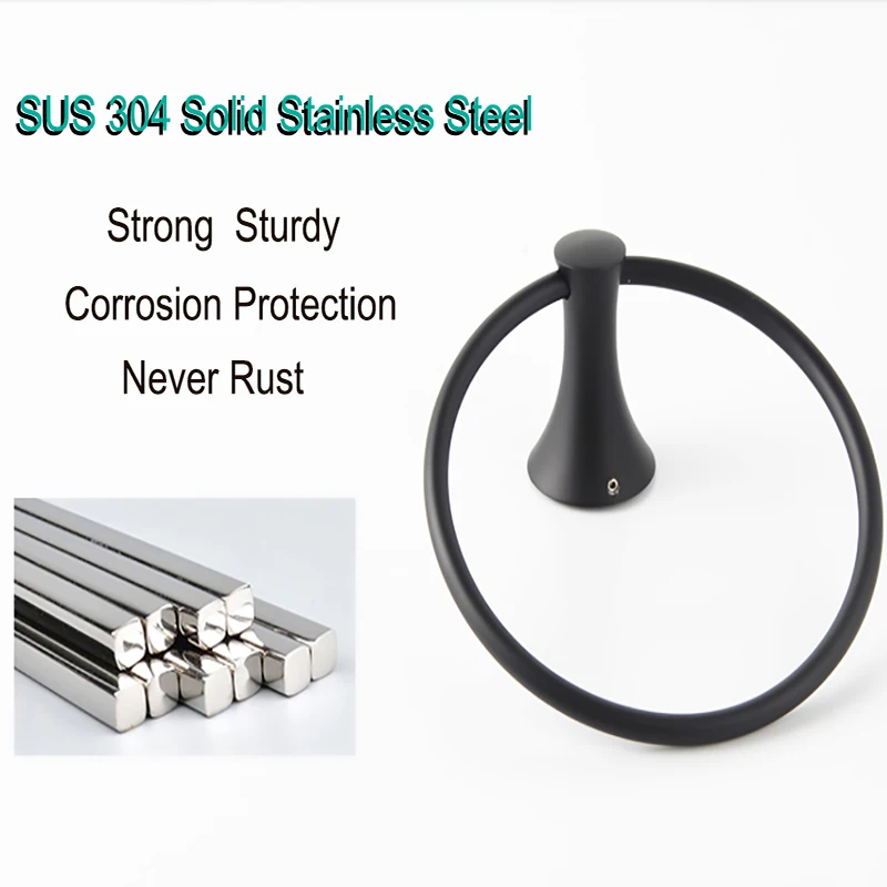 Держатель для полотенец из нержавеющей стали черный настенный держатель модный