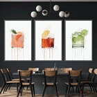 Скандинавская картина маслом для коктейлей, абстрактный постер для свежих напитков, настенное искусство, холст для украшения гостиной, домашний декор