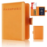 100pcs travel rfid passport holder protector wallet business retro card holders pu leather passport cover organizer bag