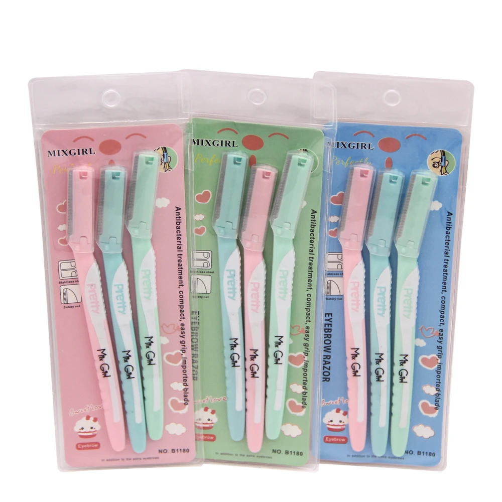 

3 pcs/set Portable Eyebrow Trimmer Hair Remover Set Women Razor Eyebrow Trimmers Blades Shaver For Makeup Cosmetic Kit B1180