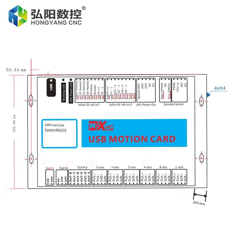 XHC Mach3 USB Breakout Board 3 4 6-Axis Motion Control Card Frequency 2000KHZ Controller For CNC Router/Cutting Machine on - Управляющая плата XHC Mach3 USB Breakout Board 3 4 6-Axis с частотой 2000 кГц для управления станком с ЧПУ / режущей машиной.