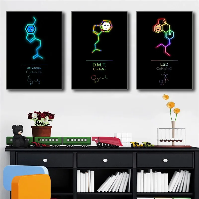 Плакаты с молекулами химических элементов лабораторные больничные Медицинские