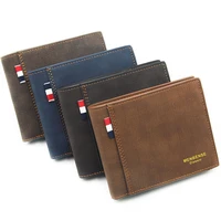 new frosted leather mens wallet short large capacity fashionable and retro business wallet