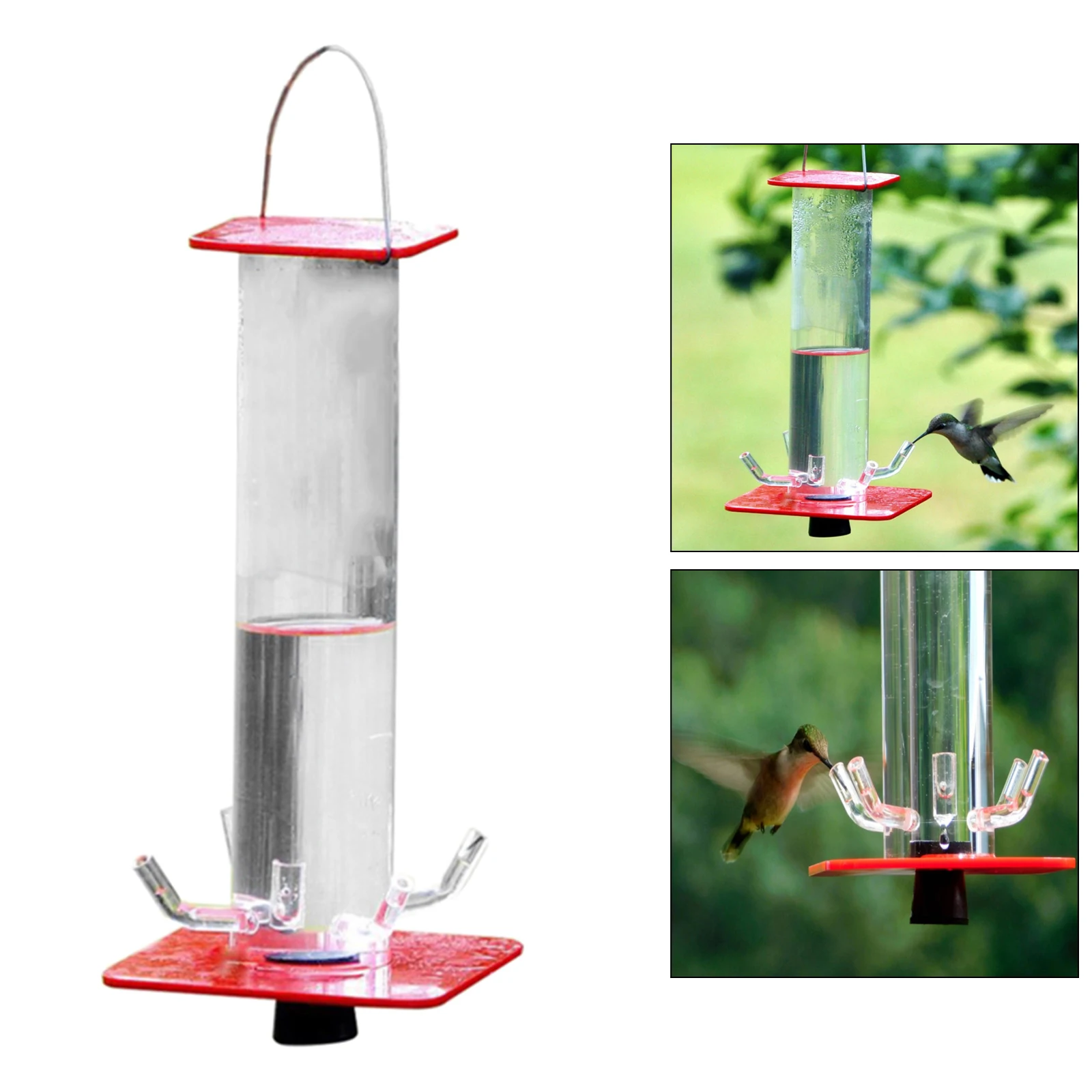 

Plastic Hummingbird Feeder 5 Feeding Ports Hanging for Patio Garden Balcony