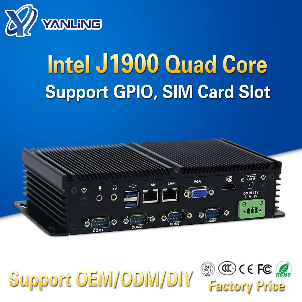 MINISYS Compact Mini PC Intel J1900 Dual Lan безвентиляторные промышленные компьютеры поддержка GPIO