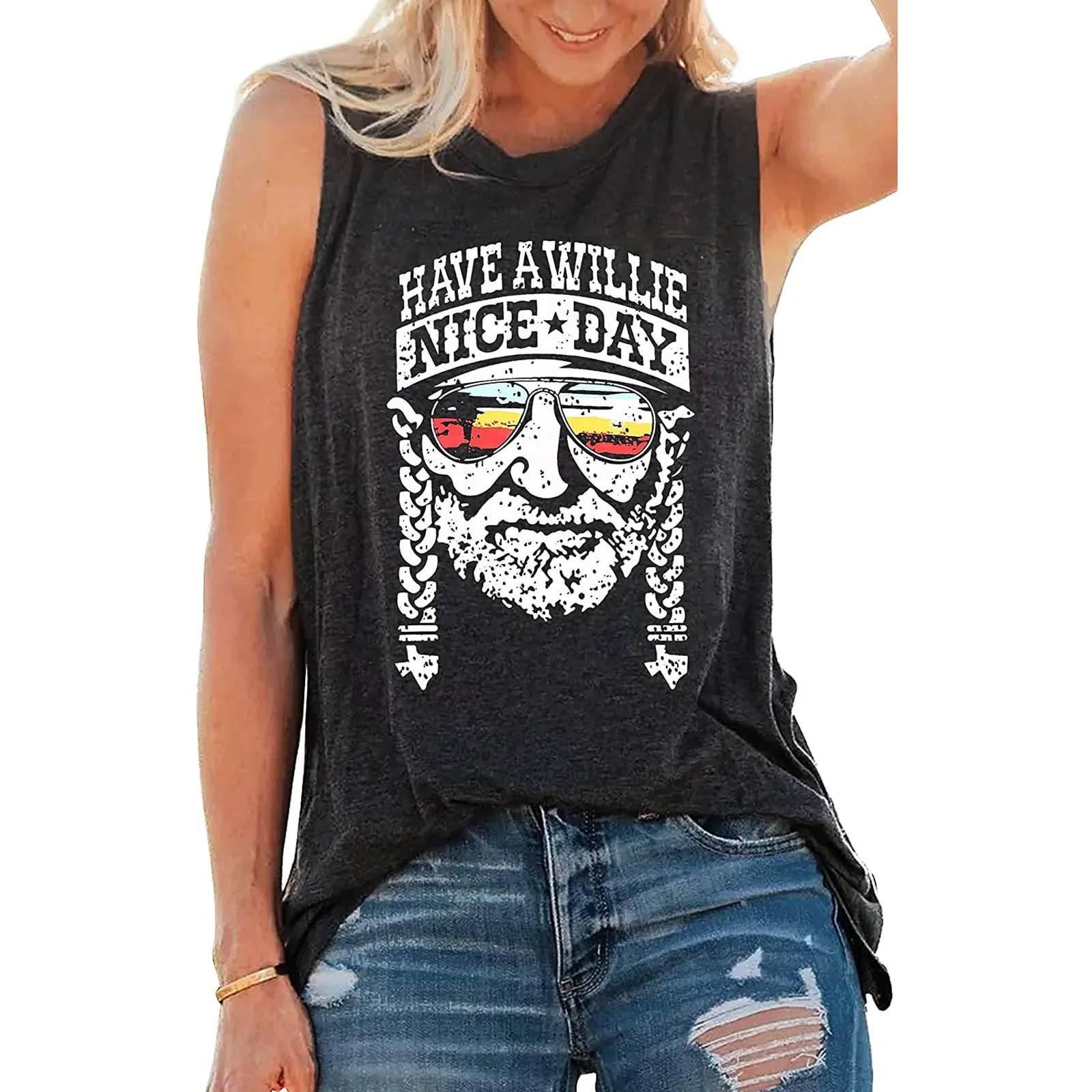 

57# Summer Letter Funny Printed Shirt Sleeveless Sexy Vest Women Graphic Blouse Harajuku Grunge Tank Tops Casual Clothes Y2k