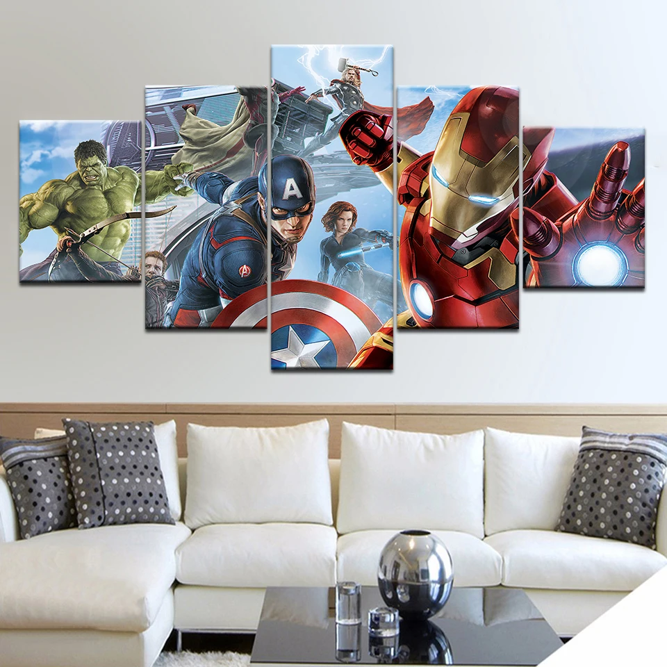 Холст рисунки Постер Мстители Железный 5 человек танос плакат Крестный отец