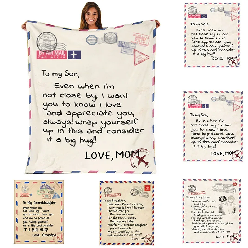 

Spanish Flannel Blanket Envelope Letter Blanket Mom To Daughter/Son Letter Quilt Express Love New Year Gifts Blankets for Beds