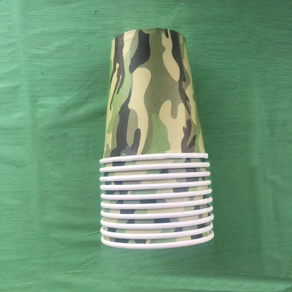 cup 10pcs Камуфляжный тематический набор, камуфляж, бумажный лоток, полотенце для чашек, баннер, флаг, камуфляж, день рождения, Han, тема, детский день, вечерние принадлежности - Цвет: cup 10pcs