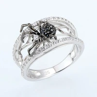 2021 new style terror creative silver plated spider ring fashion men women white black zircon rings trend hip hop party jewelry