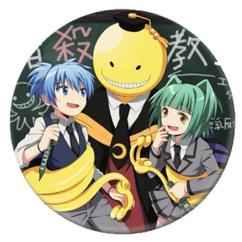 58 мм аниме-Черный Рок-брошь Korosensei косплэй Shiota Nagisa знак рюкзаки одежда для женщин