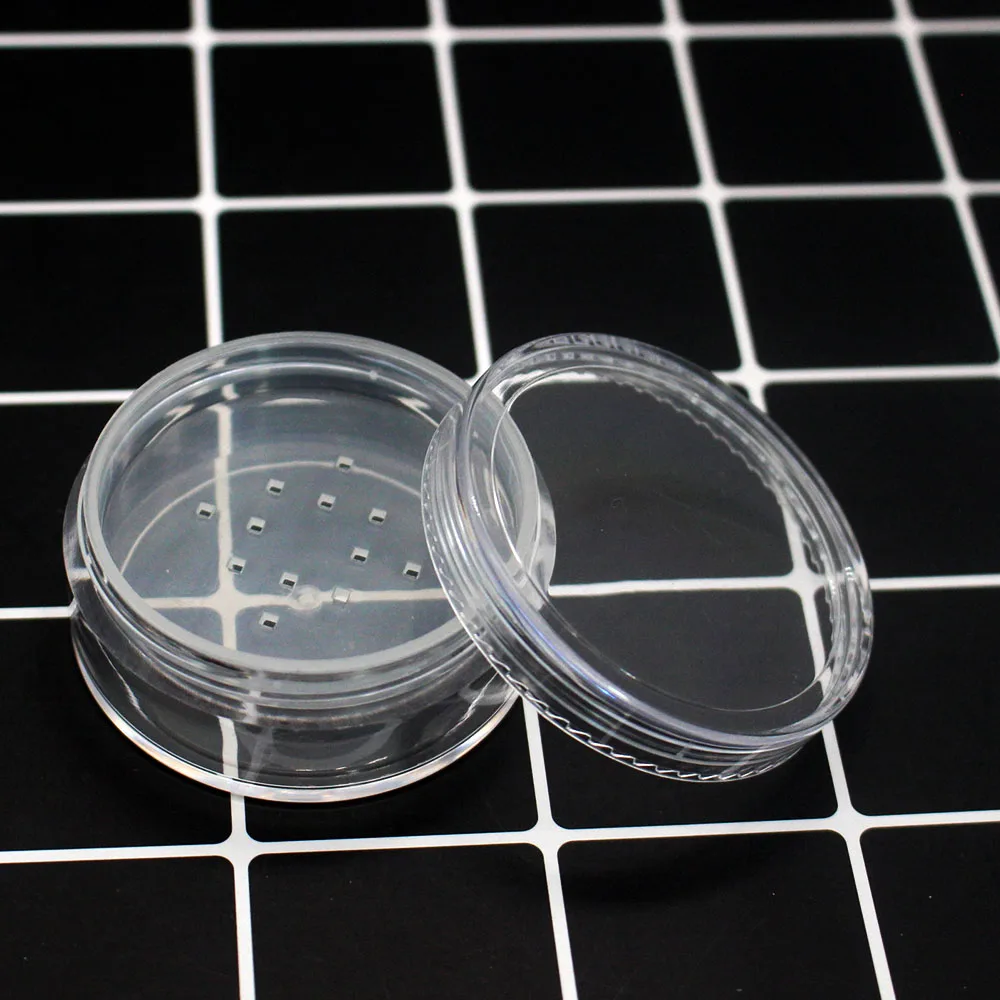 

17g Plastic Transparent Black Lid Loose Powder Empty Jar Cosmetic Finishing Powder Packaging Container