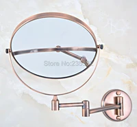 bathroom mirror wall mounted 8 inch brass 3x1x magnifying mirror folding red copper makeup mirror cosmetic mirror lady gift