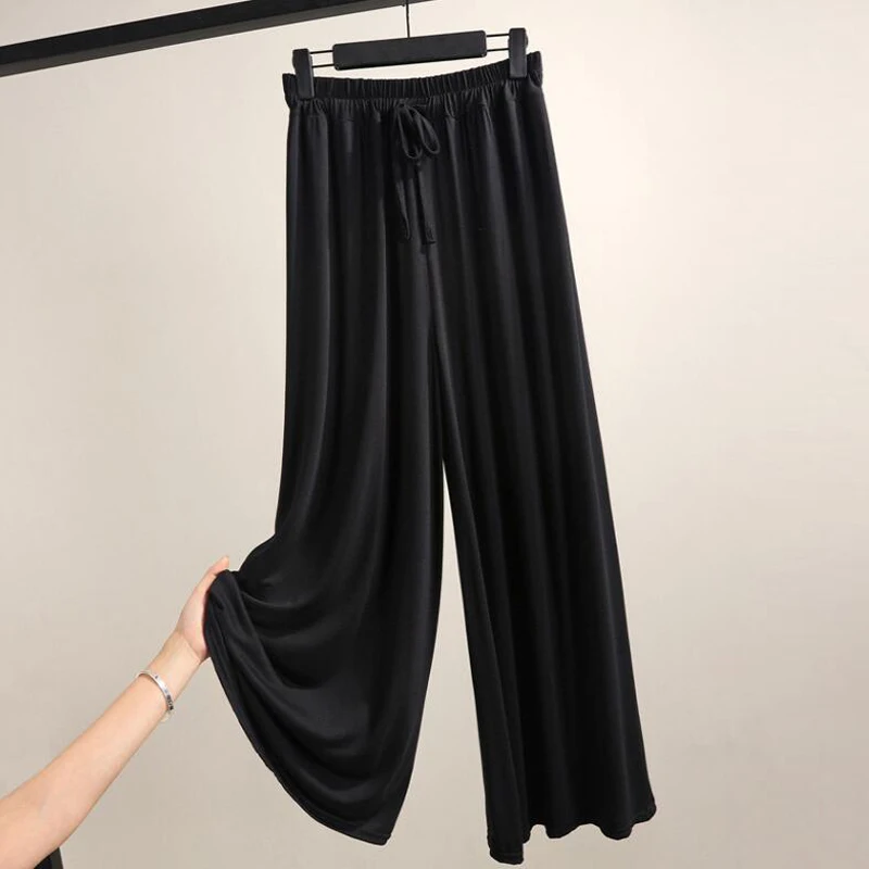 Летние Модальные широкие брюки для женщин модные повседневные размера плюс XL