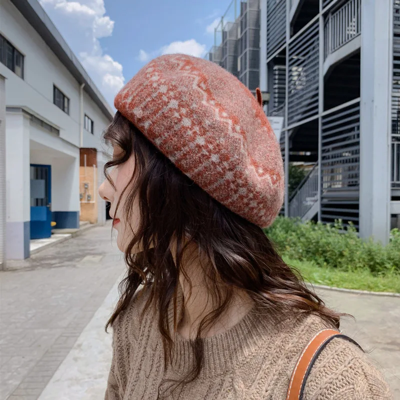 Женский Стильный берет в богемном стиле осенне зимняя шерстяная восьмиугольная
