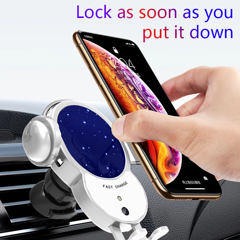 

2021 new 10W smart Qi wireless charger fast charging car holder gas for Samsung S8 S9 iphone 8 8Plus 11Pro 12 Huawei Mate30 P40