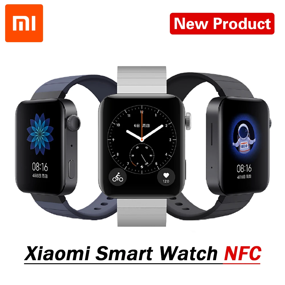 Смарт часы Xiaomi Mi Watch GPS NFC Wi Fi ESIM с функцией телефонного звонка на Android Спортивные