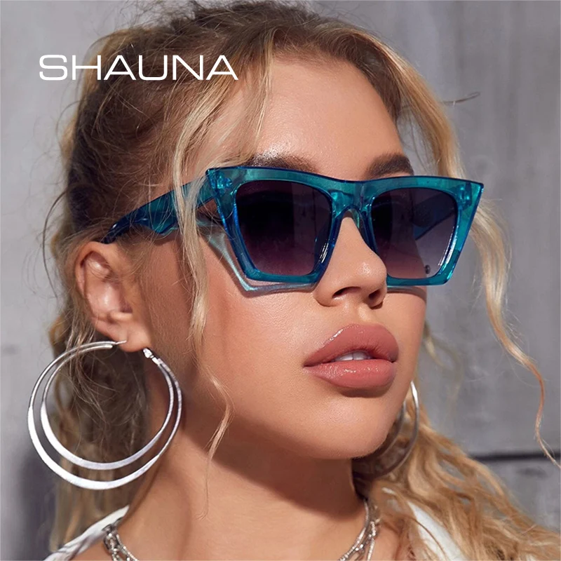 Женские и мужские очки кошачий глаз SHAUNA брендовые дизайнерские солнцезащитные с