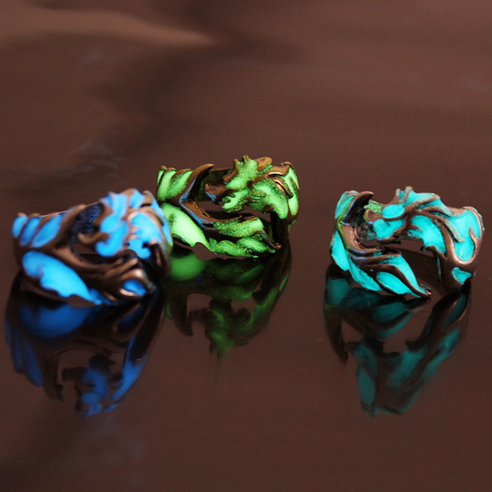 Новинка 2019 светящееся кольцо с драконом унисекс Ночной светильник в темноте