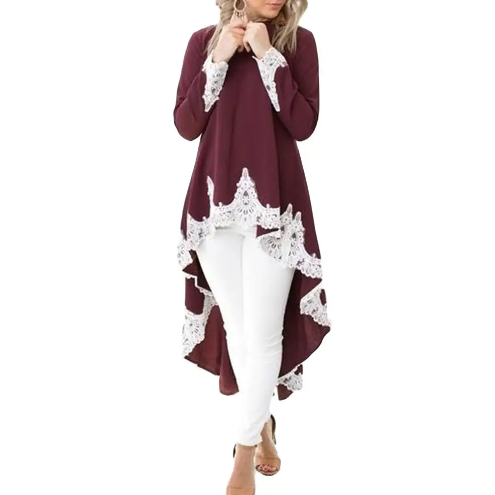 Женское платье с асимметричным цветочным подолом длинным рукавом в стиле