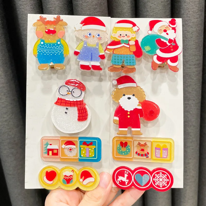 

Christmas Cartoon Sweet Hairpin Hair Clips Barrette Korea Hair Accessories For Girls Pearl Diamond Hair Bows Rim